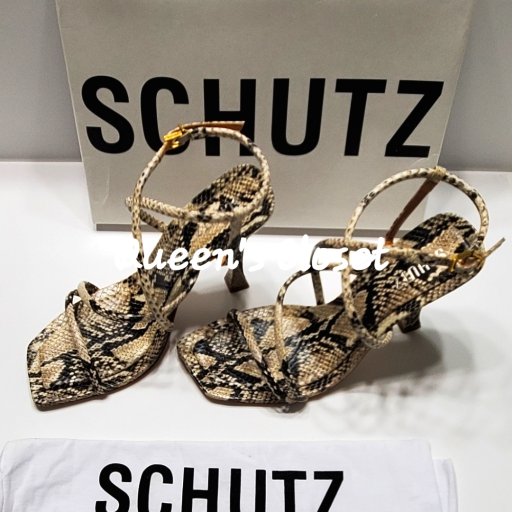 SCHUTZ | Lovi Snake Embossed Leather Strappy Sandal| BRAND NEW!